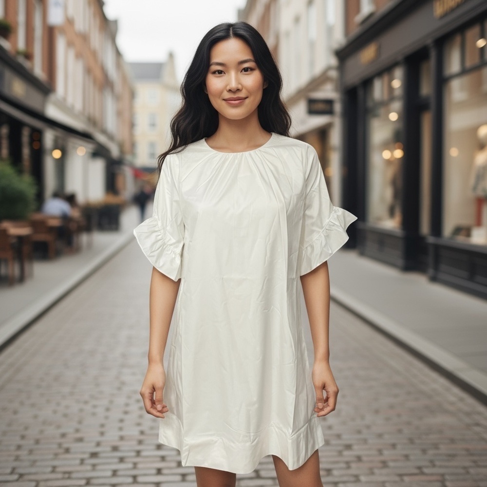 AMT White Raffle Sleeve Dress
New